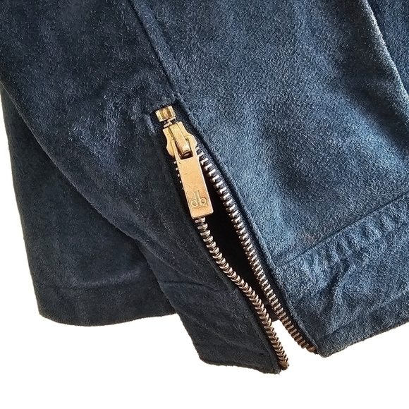 Suede moto biker jacket teal blue lined full zip nwt - Picture 9 of 11